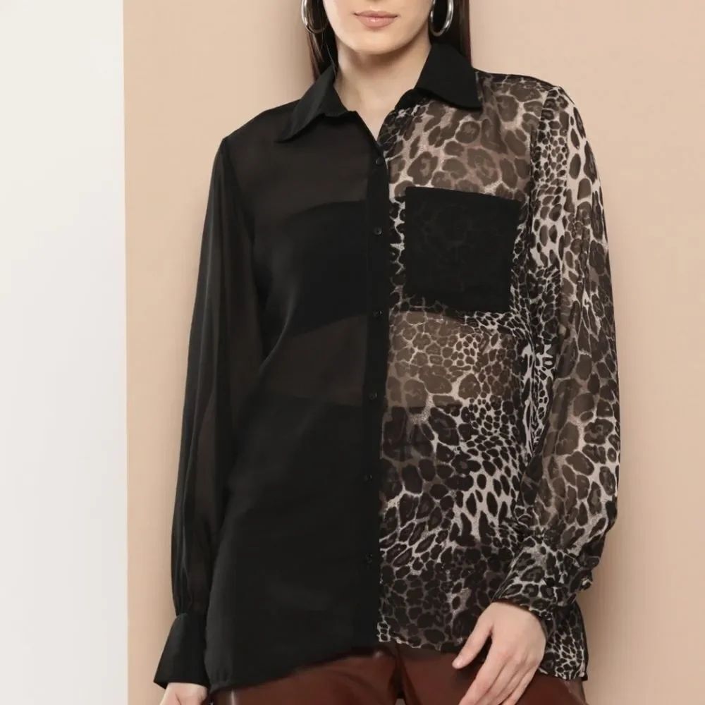 ROCAWEAR CLASSIC LONG SLEEVE TWO TONE CALLOR SHIRT